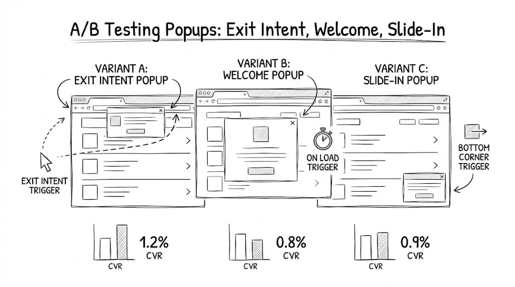A/B Testing Popups: Exit Intent, Welcome, Slide-In featured image