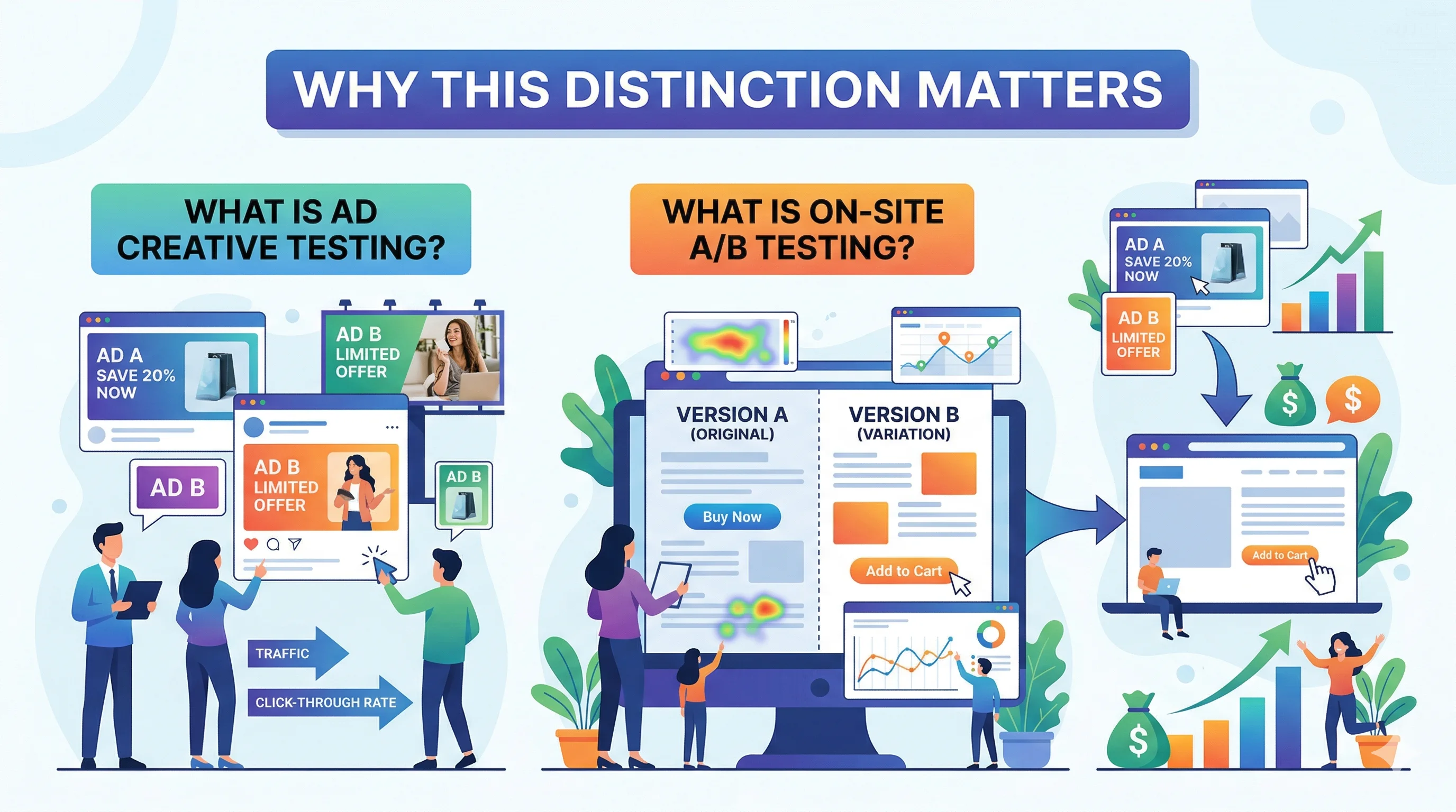 Ad Creative Testing vs On-Site A/B Testing featured image