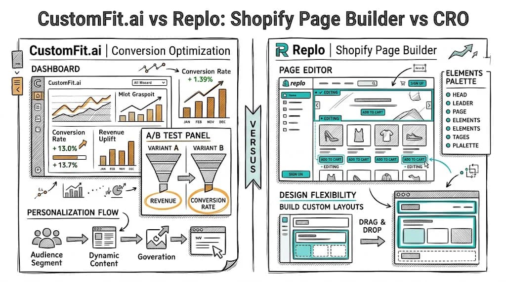 CustomFit.ai vs Replo: Shopify Page Builder vs CRO featured image
