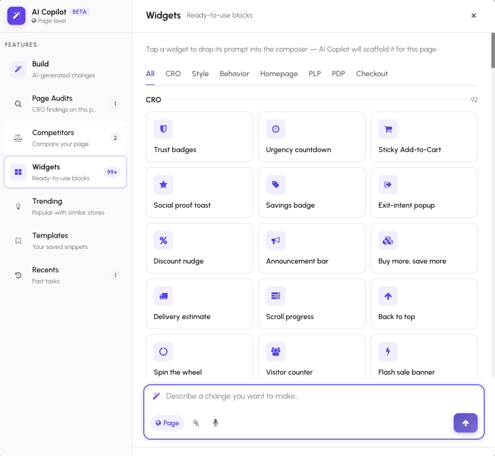 AI Copilot Widgets — 99+ ready-to-use blocks