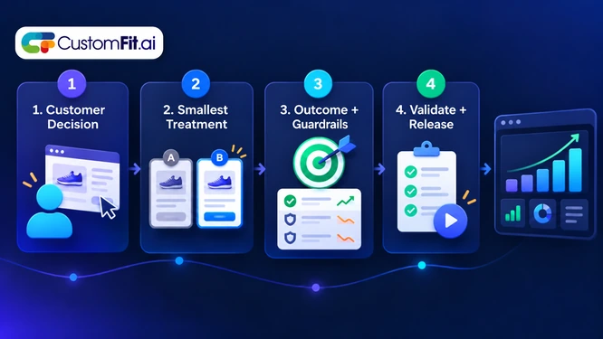 Four-step Shopify CRO workflow from customer decision through validation and release